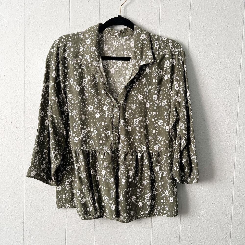 Xhilaration Top Juniors XXL Ruffle Hem Cottagecore Fairy Gardencore Casual Girl